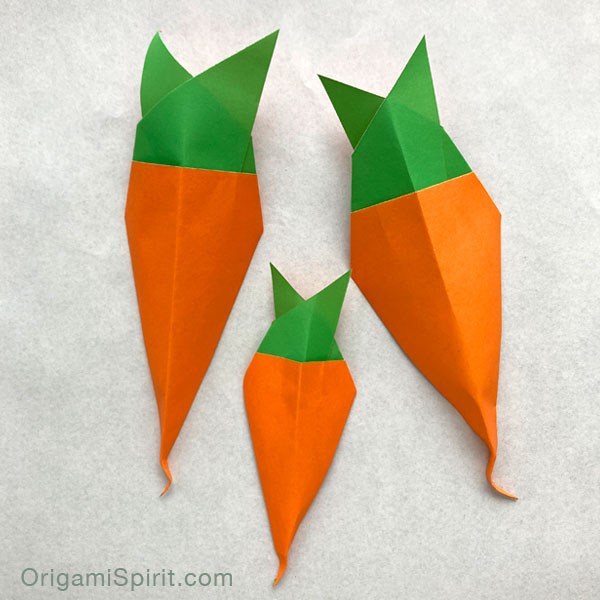 Modelo de zanahoria de origami de Leyla Torres