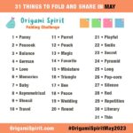 Origami Folding Prompts - 31 suggestions of things to fold in May.